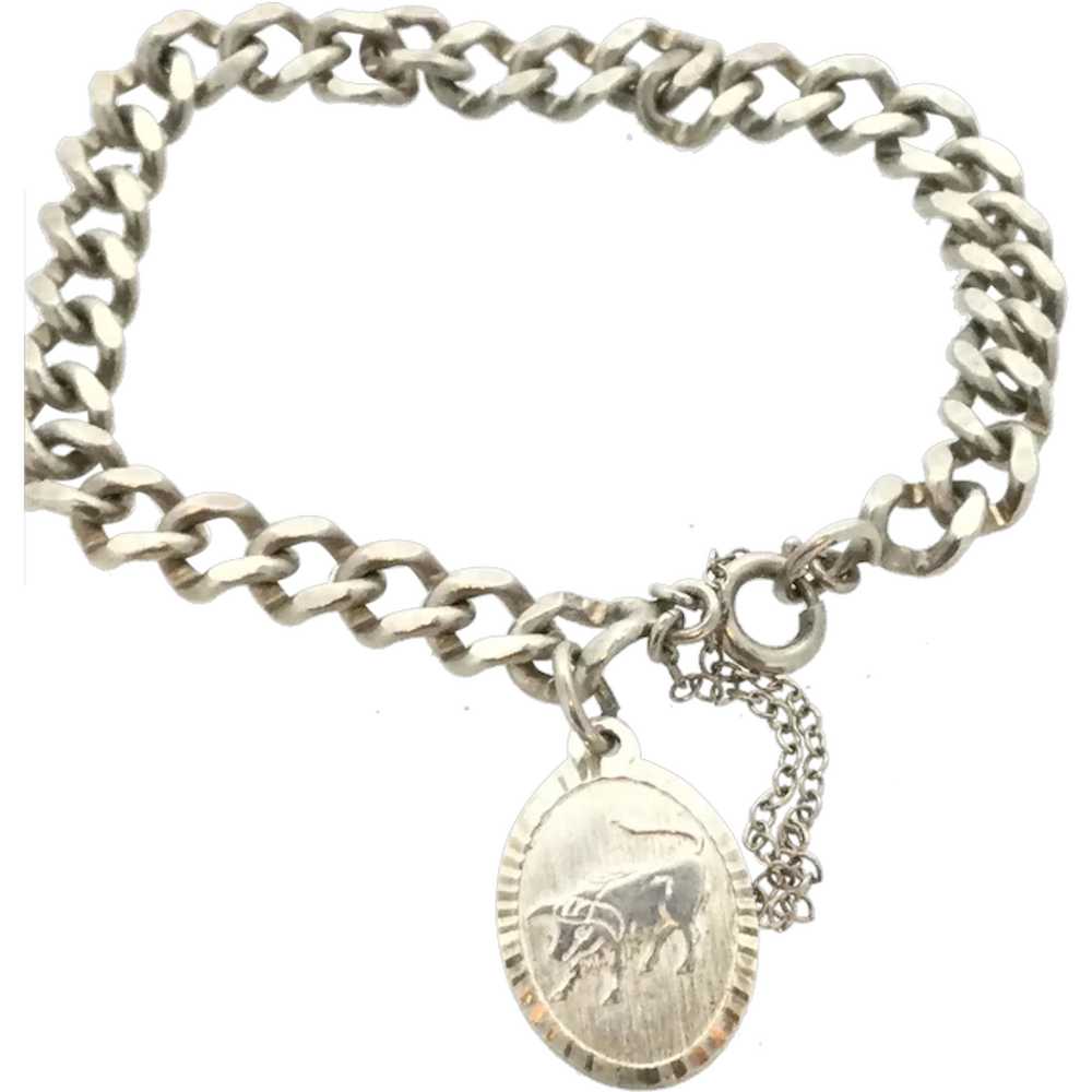 English Solid 925 Silver Chain Bracelet Pendant T… - image 1