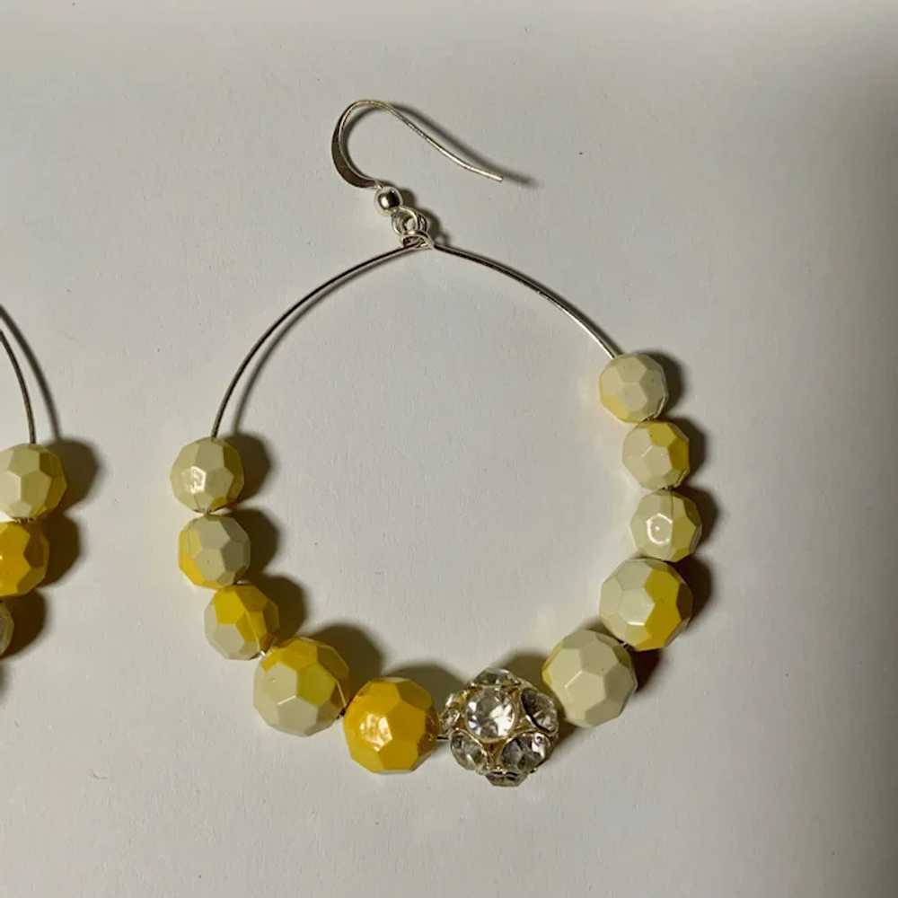 Large Hoop Earrings with Yellow, White and Disco … - image 2