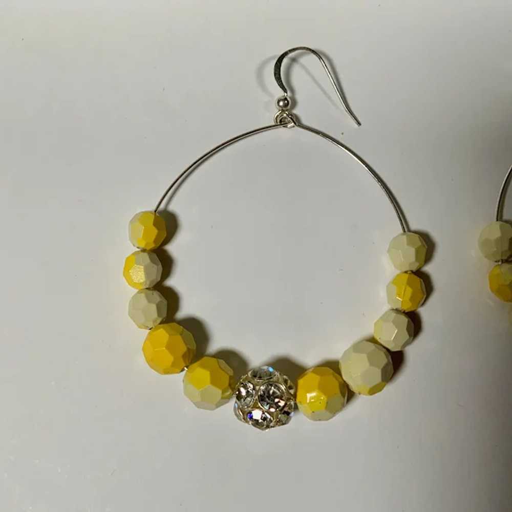 Large Hoop Earrings with Yellow, White and Disco … - image 3