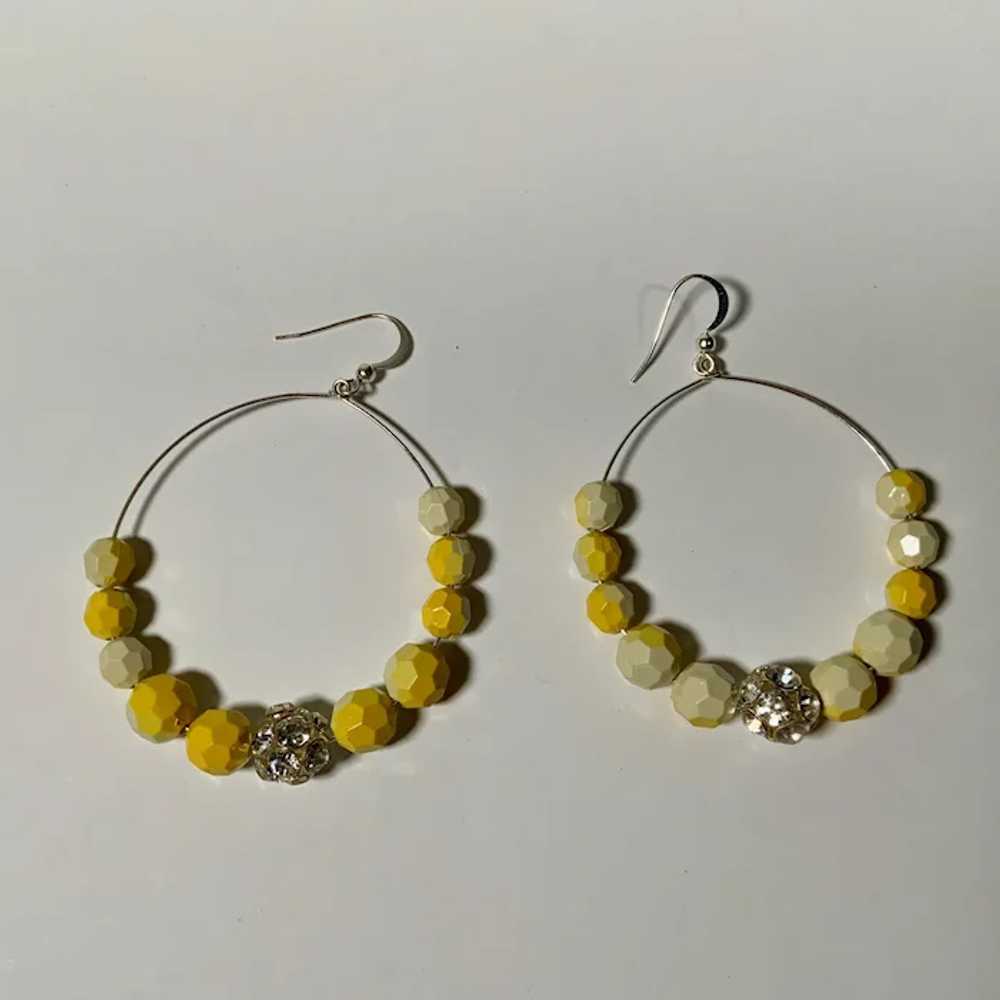 Large Hoop Earrings with Yellow, White and Disco … - image 4