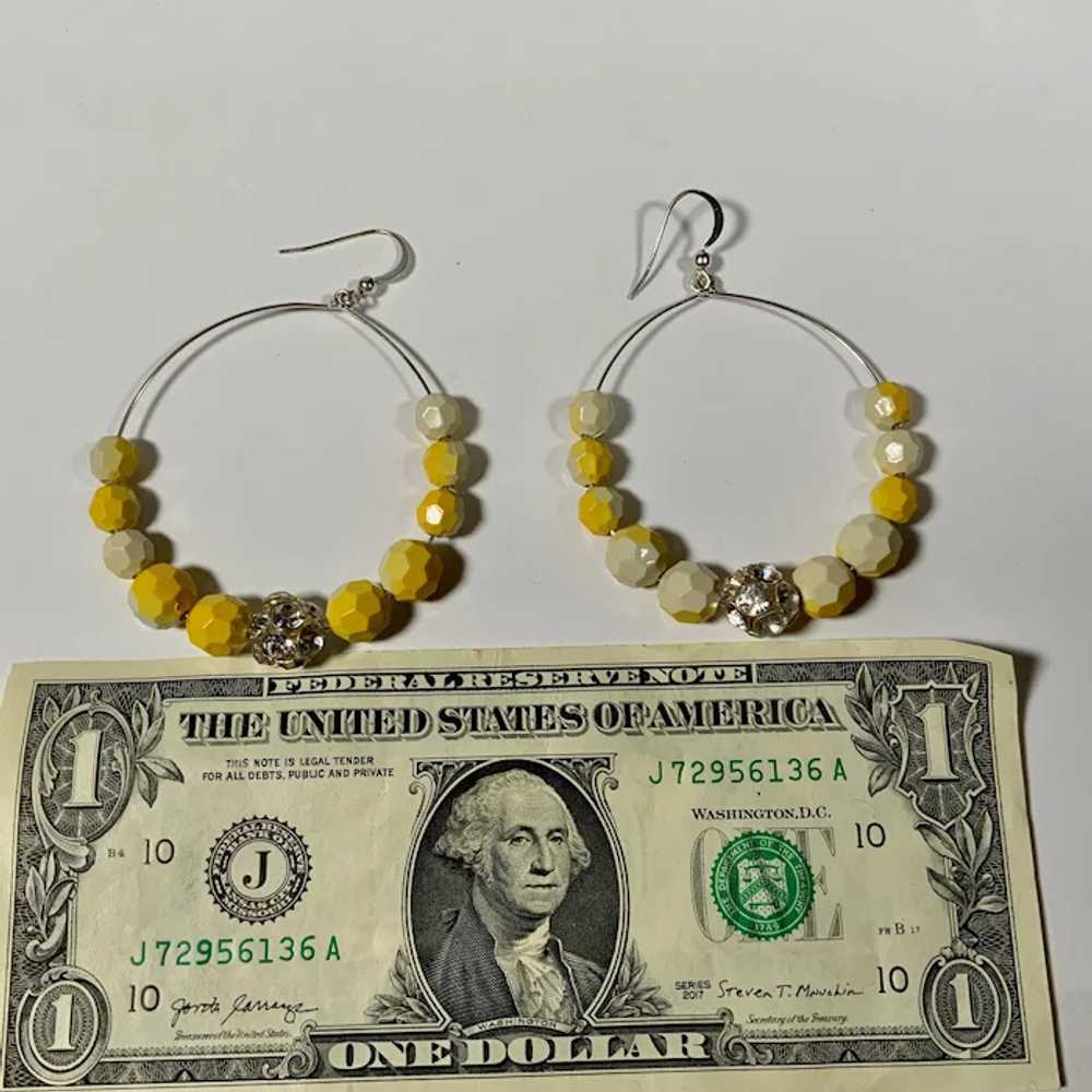 Large Hoop Earrings with Yellow, White and Disco … - image 5