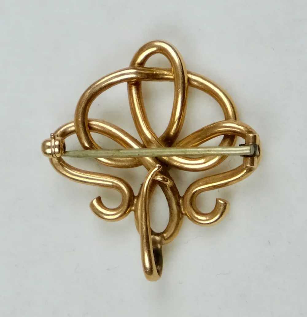 Large Art Nouveau 14K Rose Gold Watch Pin with Ho… - image 5