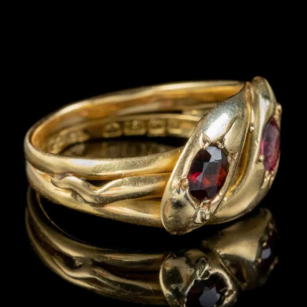 Antique Edwardian Almandine Garnet Snake Ring Dat… - image 4