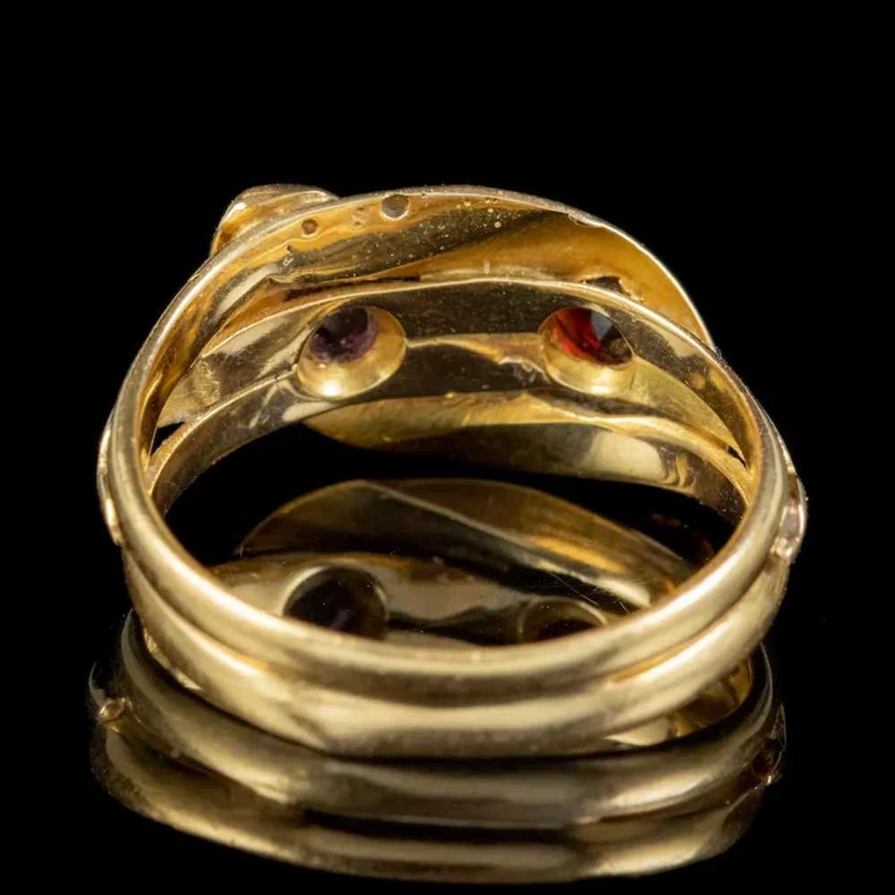 Antique Edwardian Almandine Garnet Snake Ring Dat… - image 5