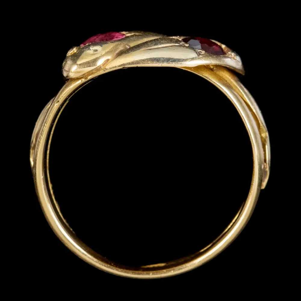 Antique Edwardian Almandine Garnet Snake Ring Dat… - image 6