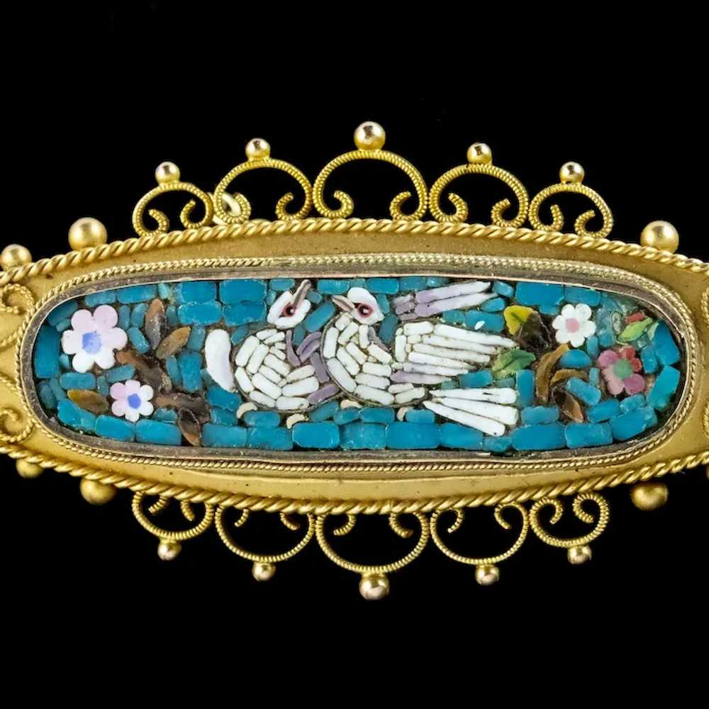 Antique Victorian Etruscan Micro Mosaic Dove Broo… - image 4