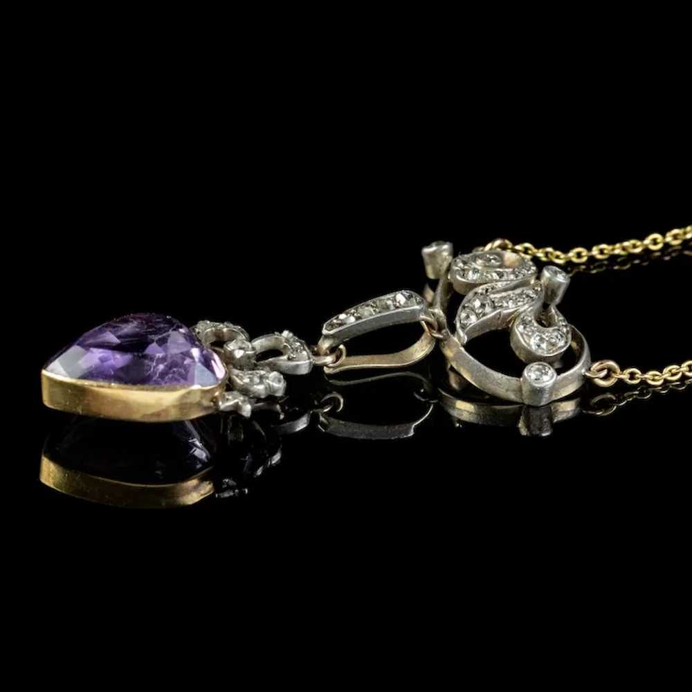 Antique Victorian Diamond Pearl Amethyst Heart Pe… - image 6