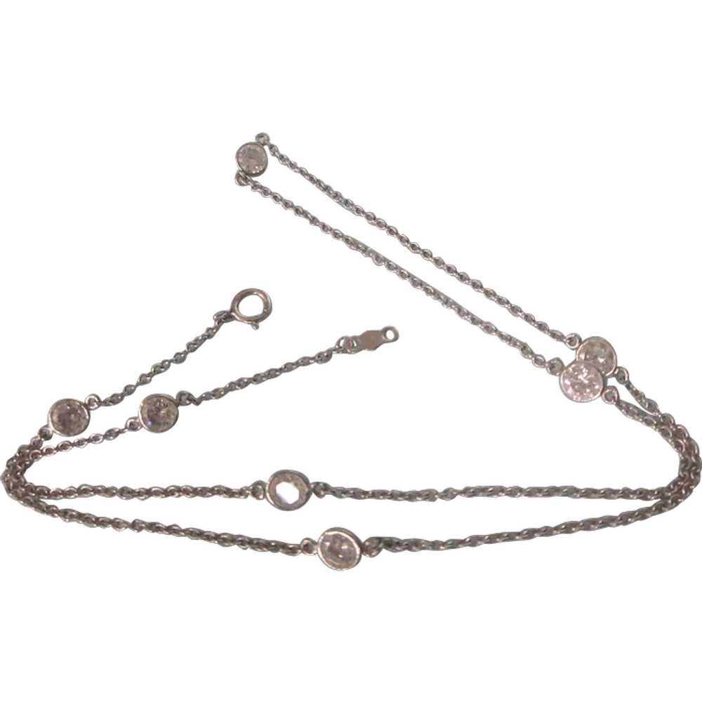 Lovely Sterling Bezel Set CZ 18" Chain Necklace - image 1