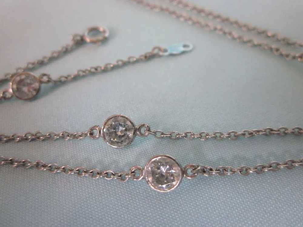 Lovely Sterling Bezel Set CZ 18" Chain Necklace - image 2