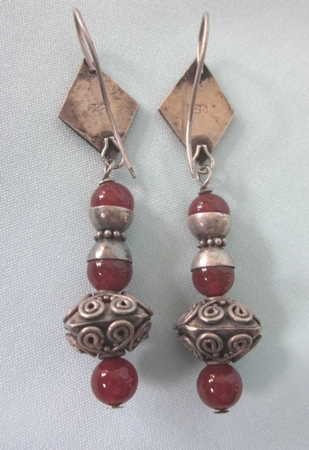 Fabulous Vintage Sterling and Carnelian Etruscan … - image 2