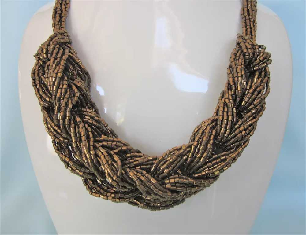 Fabulous Vintage Chunky Braided Coppery Seed Bead… - image 2