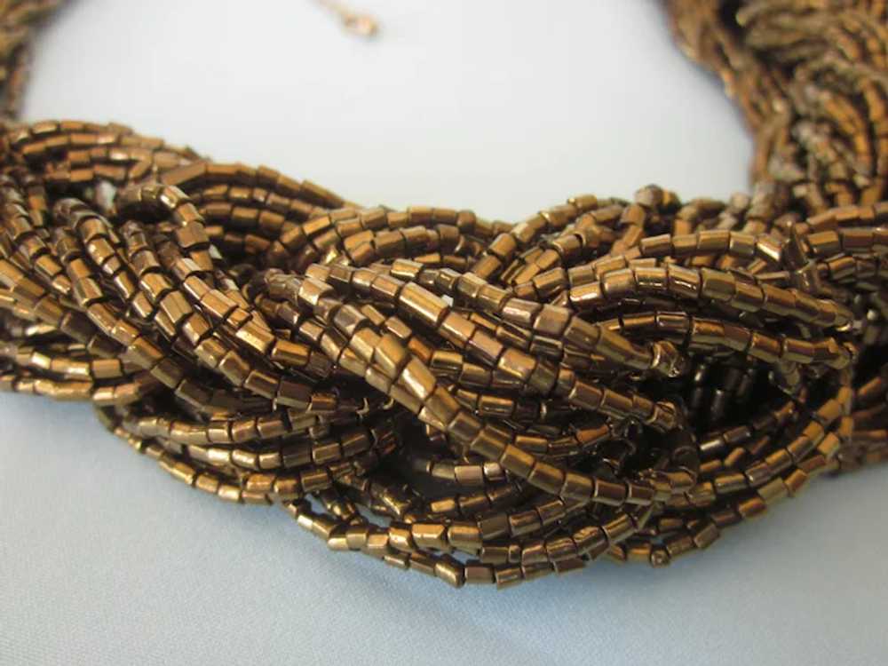 Fabulous Vintage Chunky Braided Coppery Seed Bead… - image 4