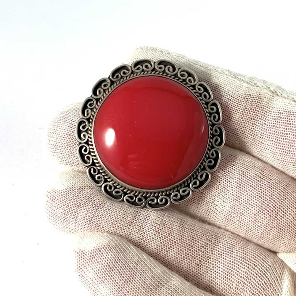 Mexico, Vintage c 1950s Sterling Silver Red Stone… - image 4