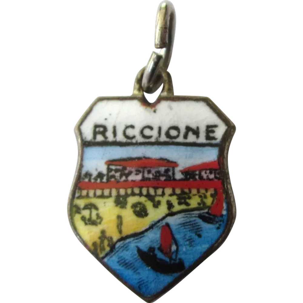 Vintage Enamel Riccione Enamel Travel Crest Charm - image 1