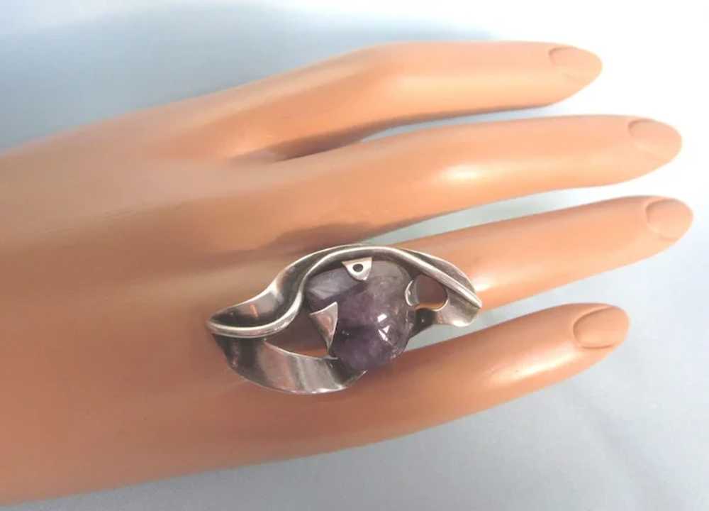 Dramatic Studio Sterling and Amethyst Huge Ring, … - image 2