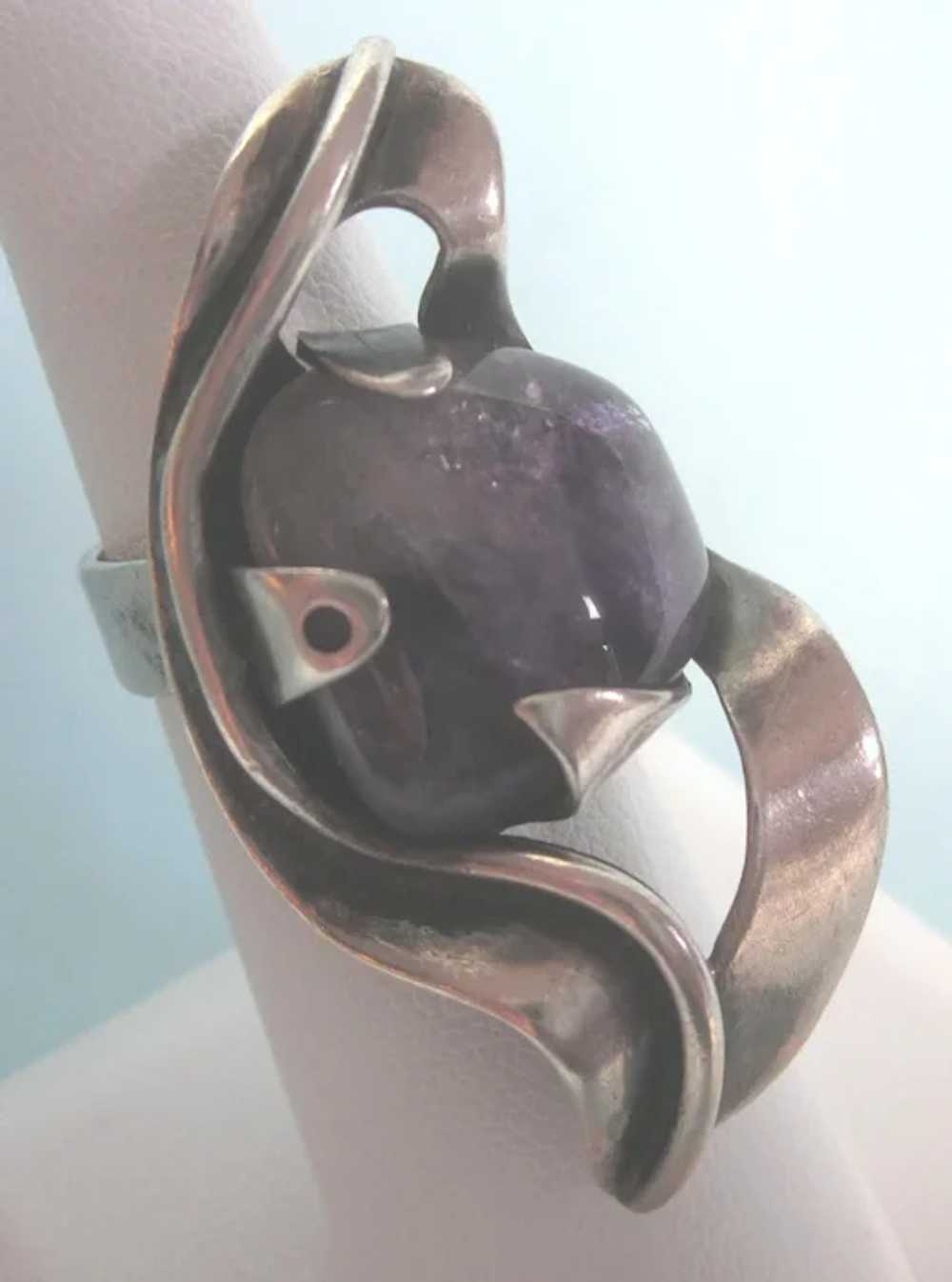 Dramatic Studio Sterling and Amethyst Huge Ring, … - image 4