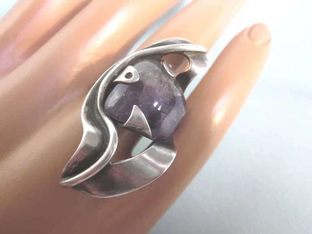 Dramatic Studio Sterling and Amethyst Huge Ring, … - image 7