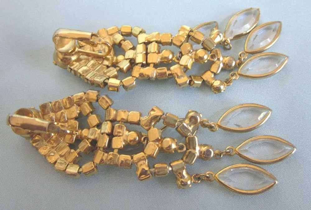 Dazzling Runway 1980's Chandelier Clip Earrings, … - image 4