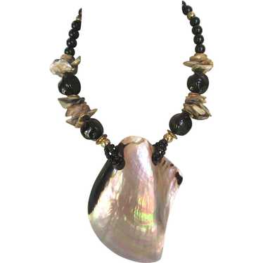 Dramatic Abalone Shell 24" Tropical Necklace