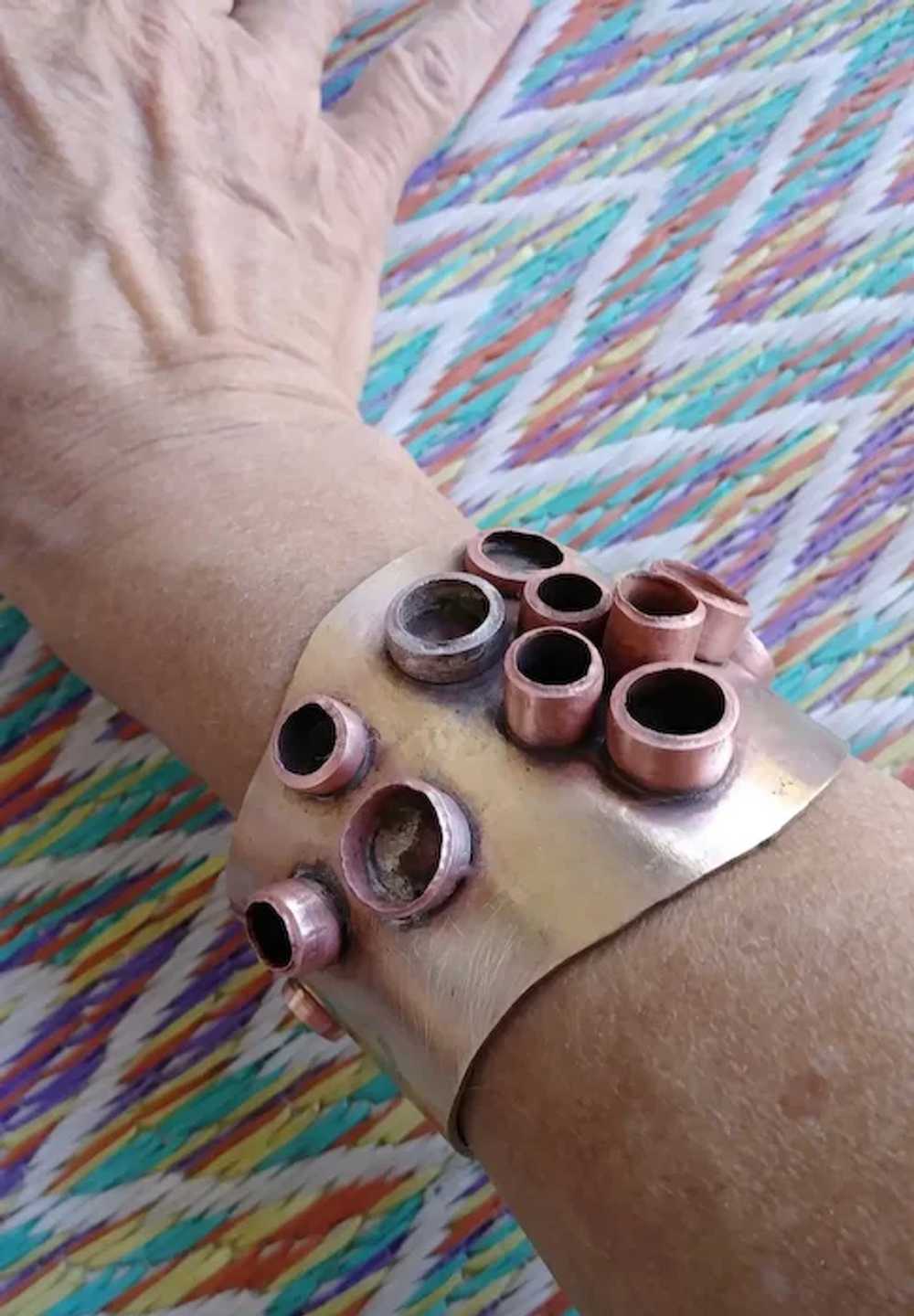 1970s Brutalist Copper Cuff Bracelet Unisex - image 4