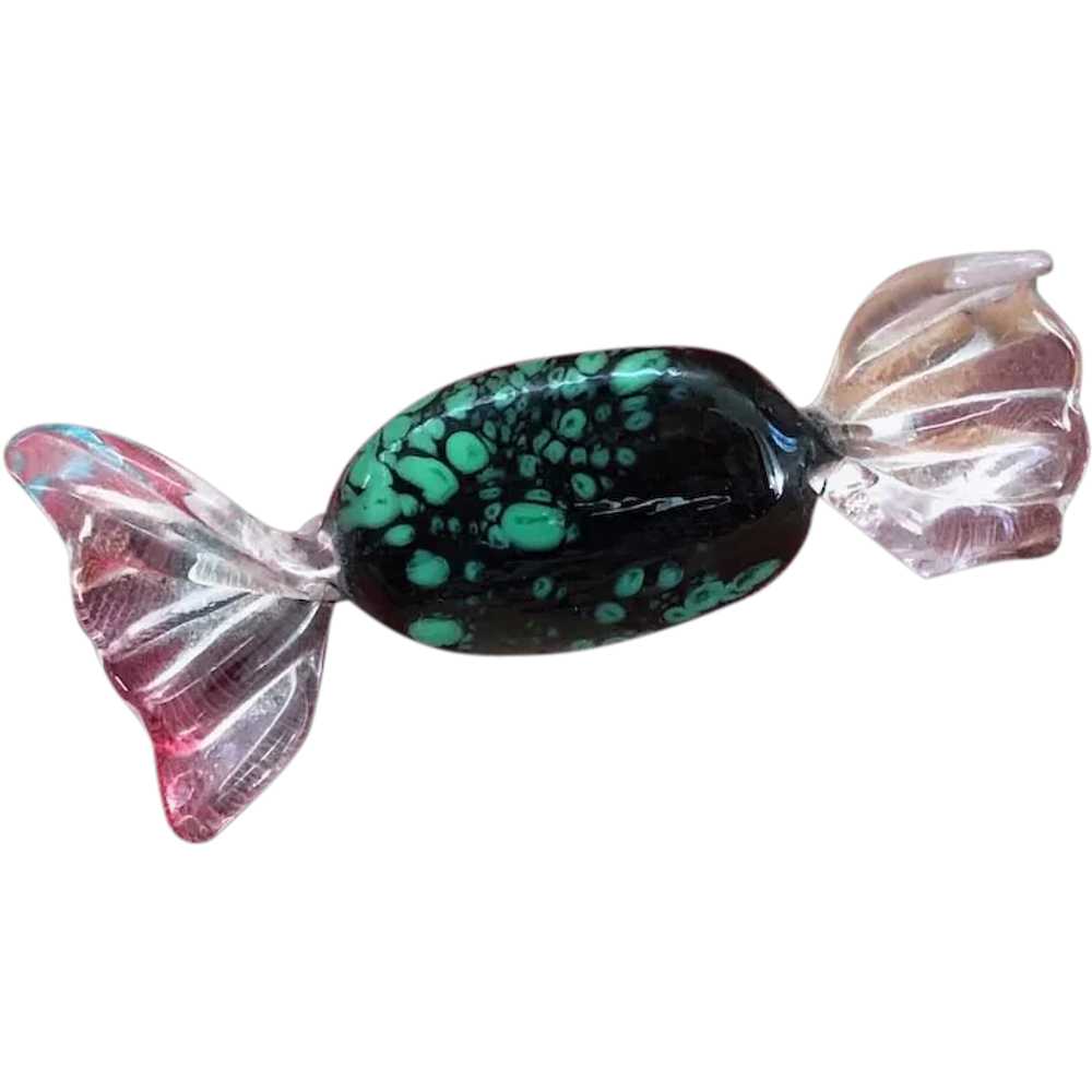 1980s Italian Murano Glass Candy Brooch Pin - image 1