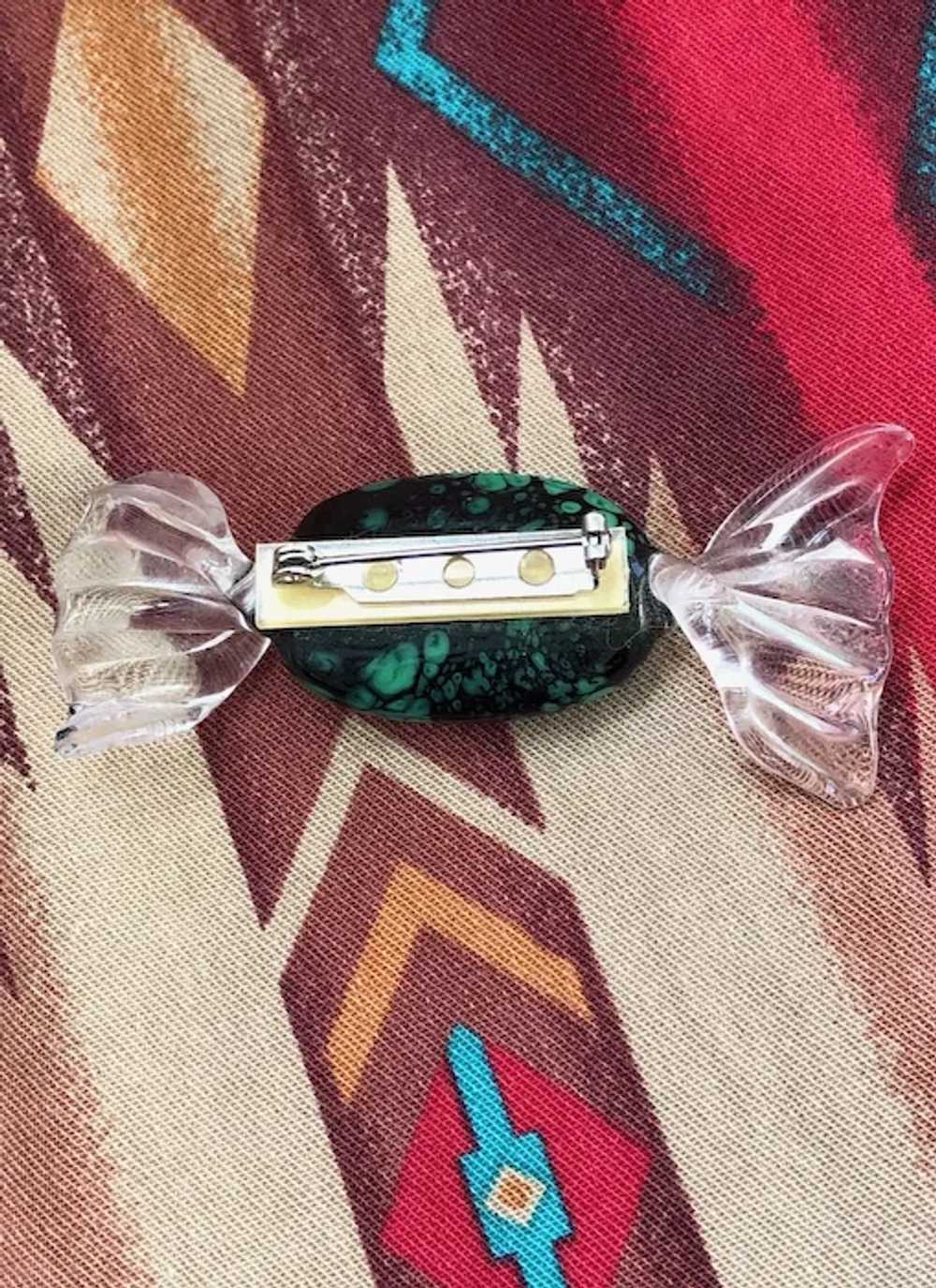 1980s Italian Murano Glass Candy Brooch Pin - image 7