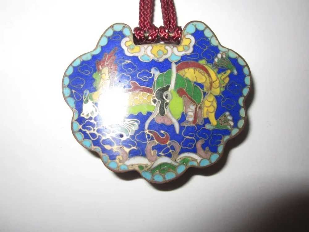 Vintage Chinese Cloisonne Lock  on Knotted Cord - image 5