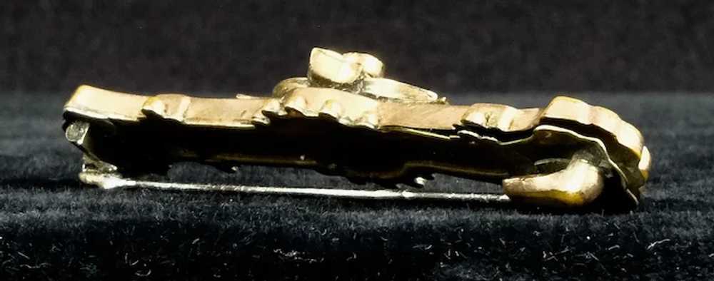 Victorian Intricately Chased 9K Gold Front Bar Pin - image 2