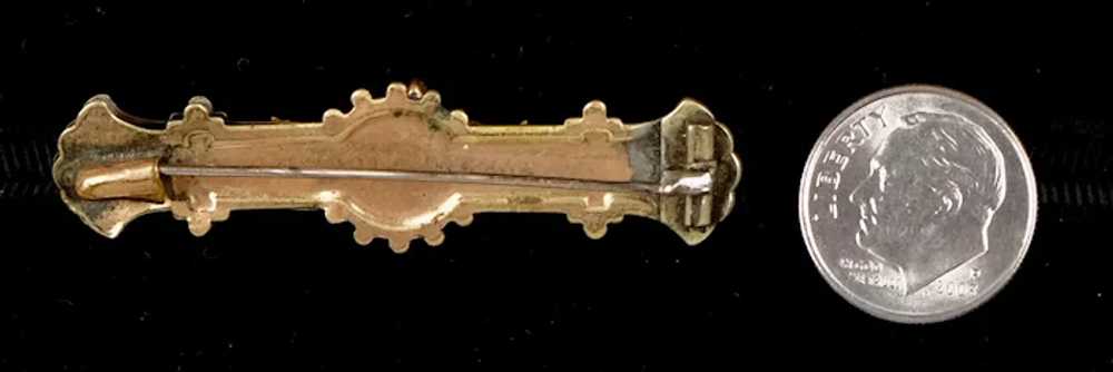 Victorian Intricately Chased 9K Gold Front Bar Pin - image 3