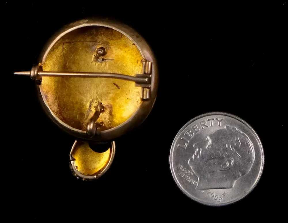 Victorian 14K Gold Enamel Watch Pin - image 4