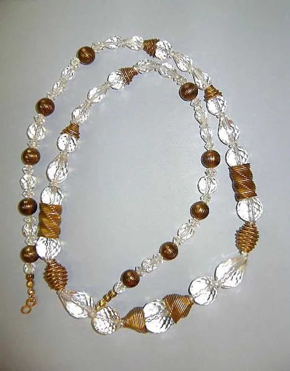 VINTAGE Dazzling Faceted Glass Beads with Brass I… - image 1
