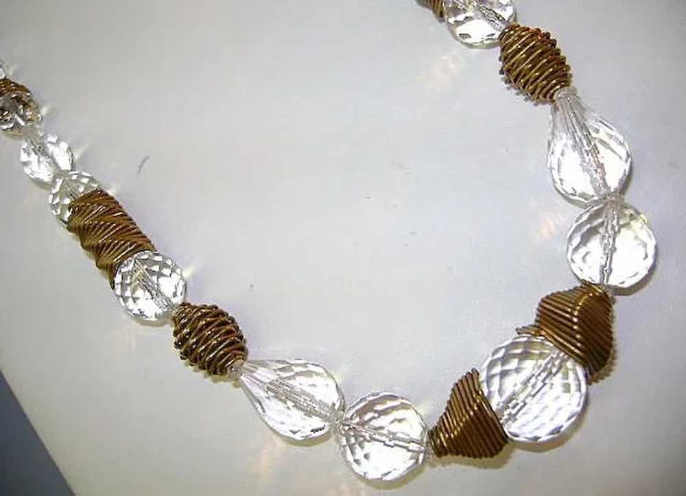 VINTAGE Dazzling Faceted Glass Beads with Brass I… - image 3