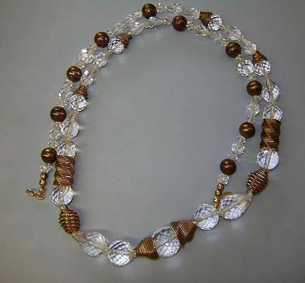 VINTAGE Dazzling Faceted Glass Beads with Brass I… - image 8