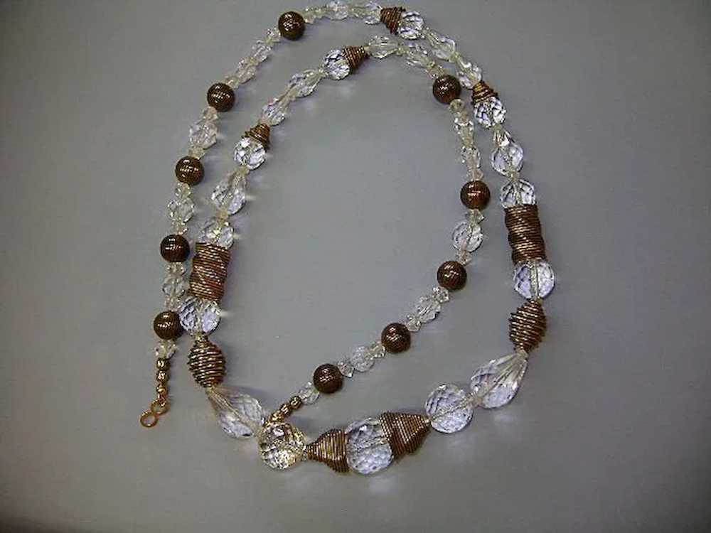 VINTAGE Dazzling Faceted Glass Beads with Brass I… - image 9