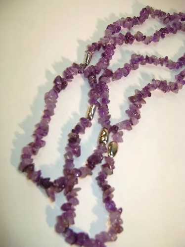 VINTAGE Flapper Style Necklace of Amethyst Tumbled