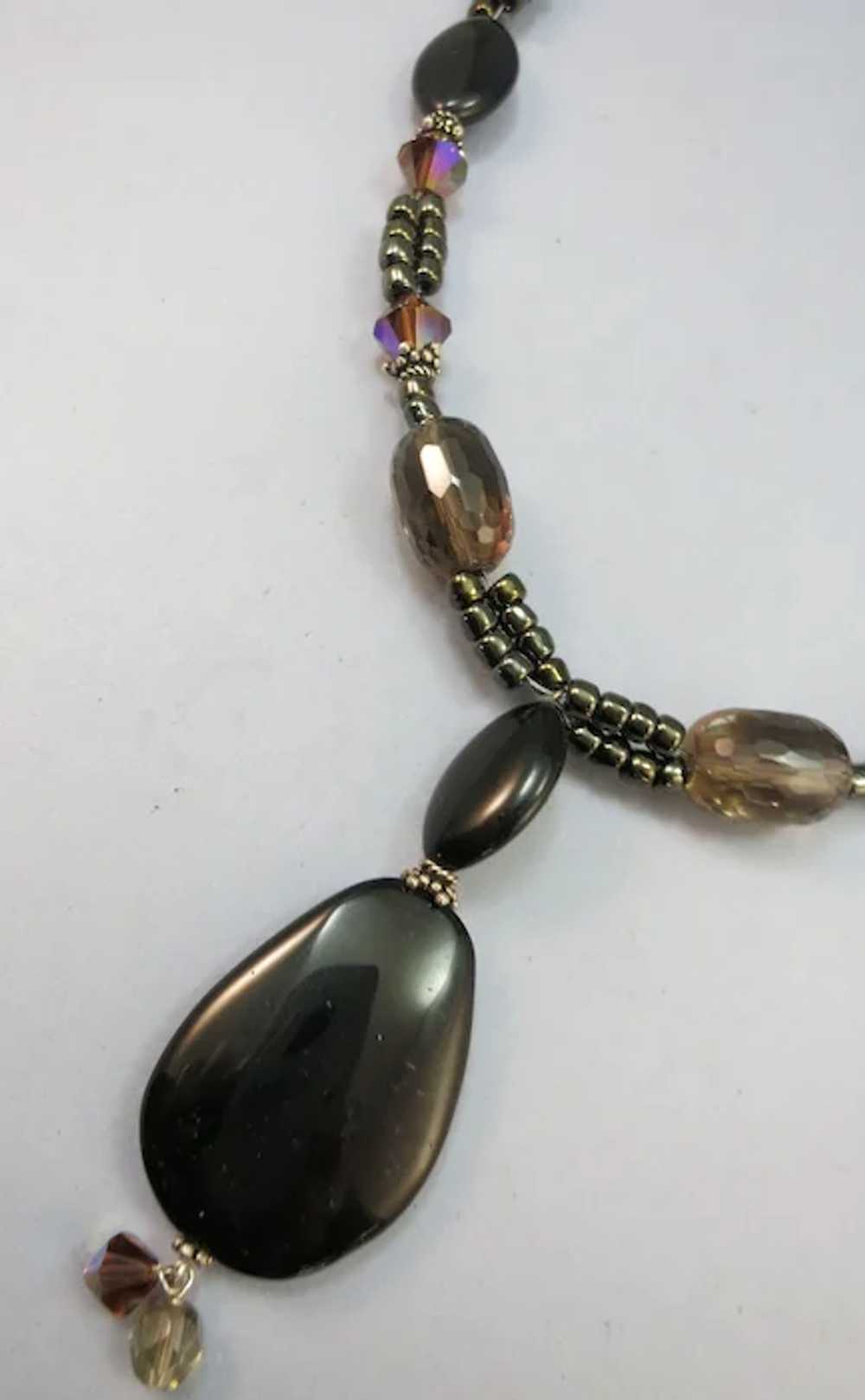 VINTAGE Beaded 80"s Necklace Looks like New Onyx … - image 3