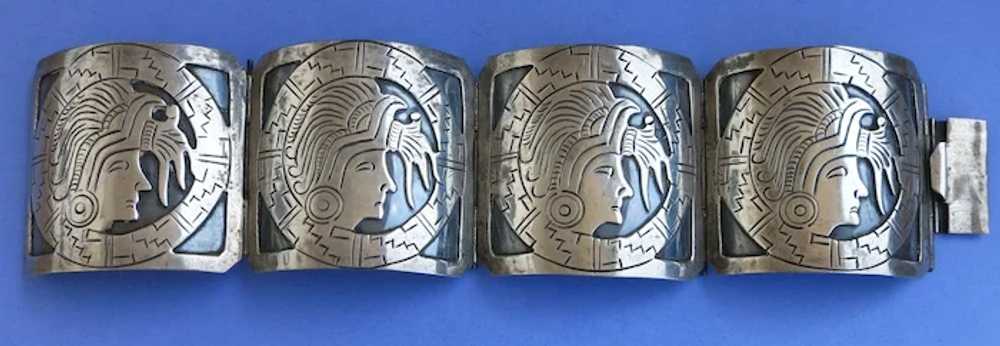 VINTAGE Mayan Large Sterling Bracelet   Spectacul… - image 2