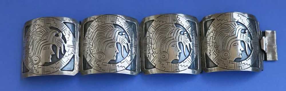 VINTAGE Mayan Large Sterling Bracelet   Spectacul… - image 6