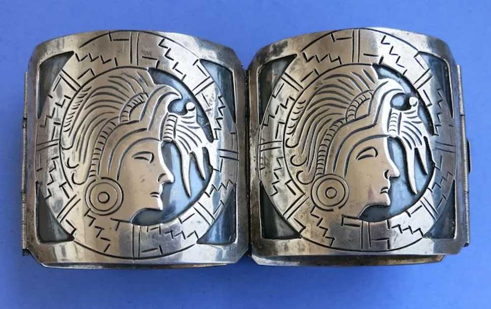 VINTAGE Mayan Large Sterling Bracelet   Spectacul… - image 7