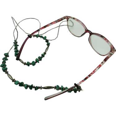 VINTAGE   Malachite and Sterling Eye Glasses Hold… - image 1