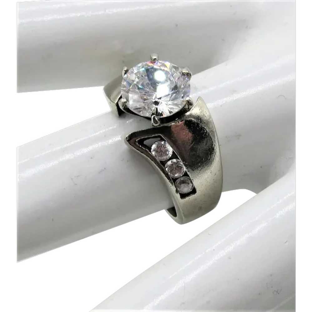 VINTAGE  Sterling Ring Size 7 with Cz Stones - image 1