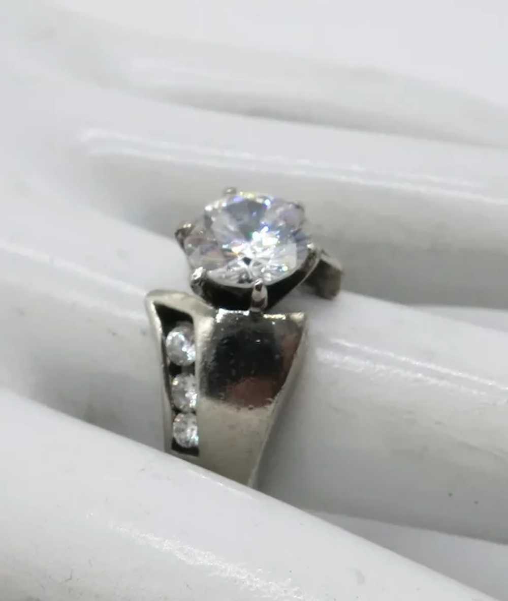 VINTAGE  Sterling Ring Size 7 with Cz Stones - image 2