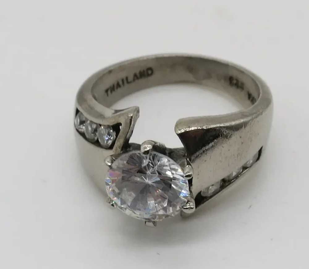 VINTAGE  Sterling Ring Size 7 with Cz Stones - image 3