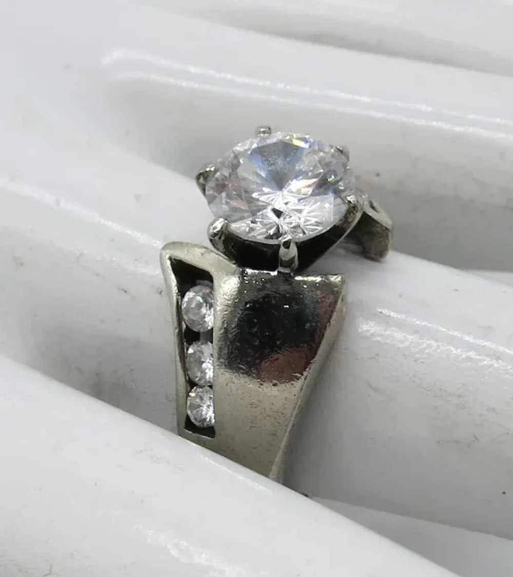 VINTAGE  Sterling Ring Size 7 with Cz Stones - image 4