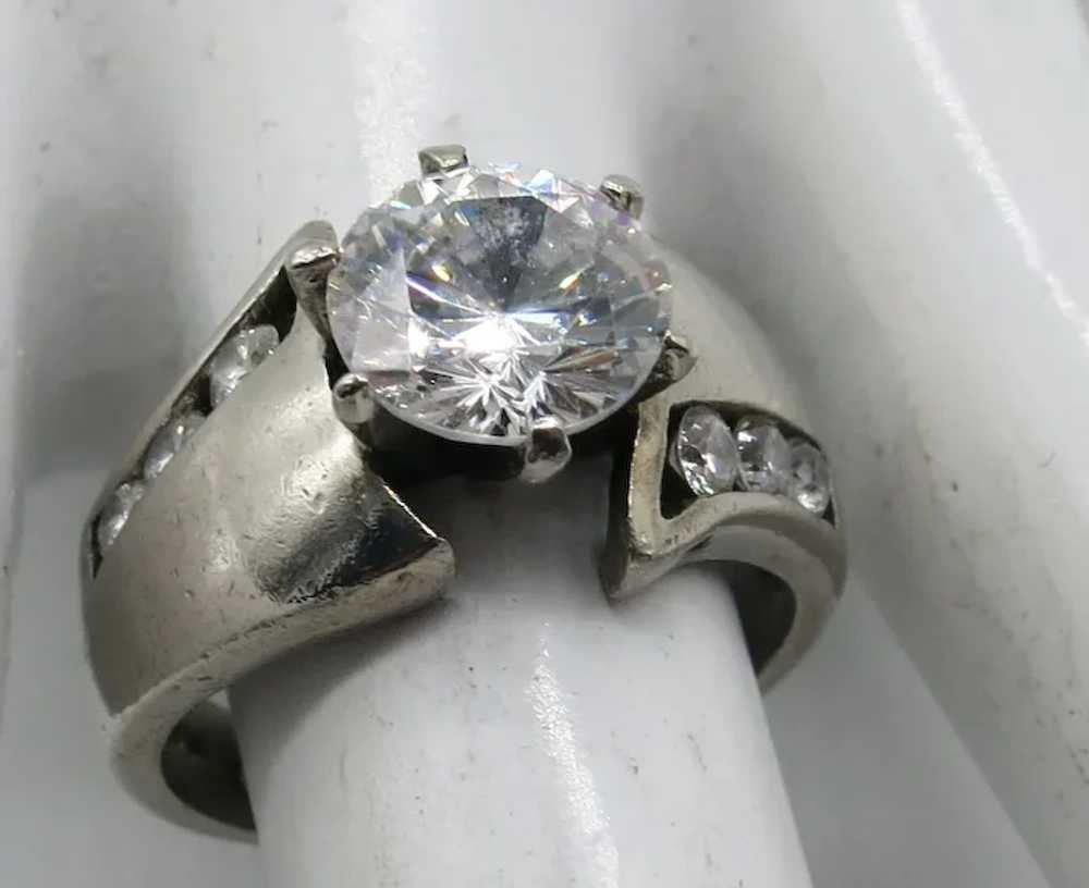 VINTAGE  Sterling Ring Size 7 with Cz Stones - image 5