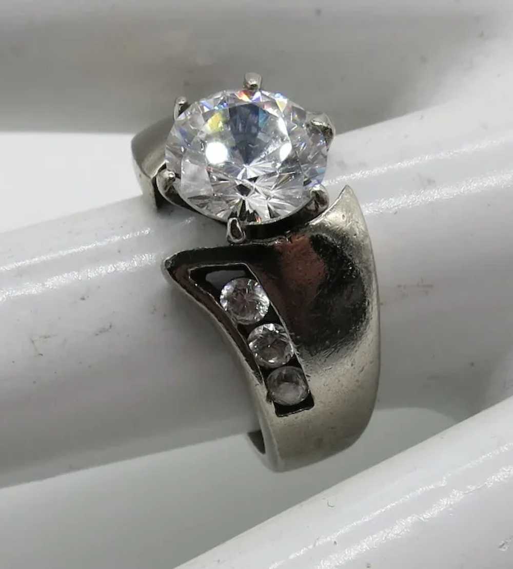 VINTAGE  Sterling Ring Size 7 with Cz Stones - image 6