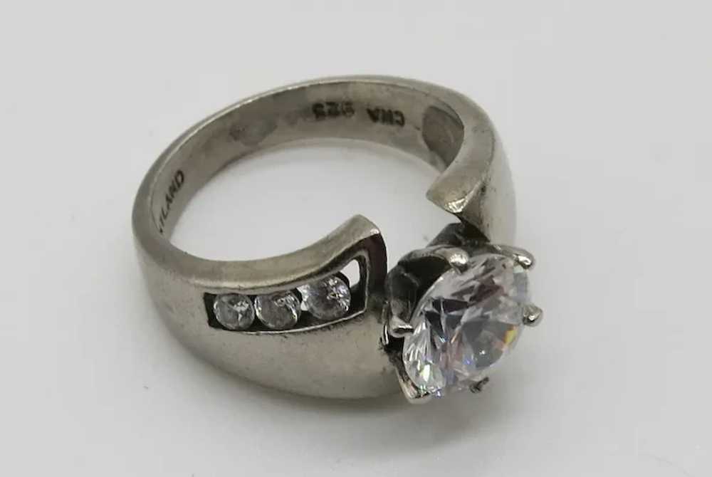 VINTAGE  Sterling Ring Size 7 with Cz Stones - image 7