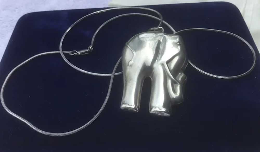 Large Sterling Silver African Elephant Pendant Ne… - image 8