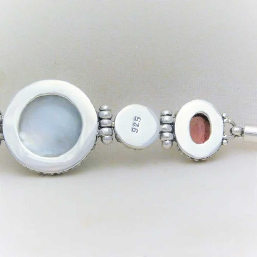 Sterling Silver Black Mother of Pearl and Pink To… - image 6