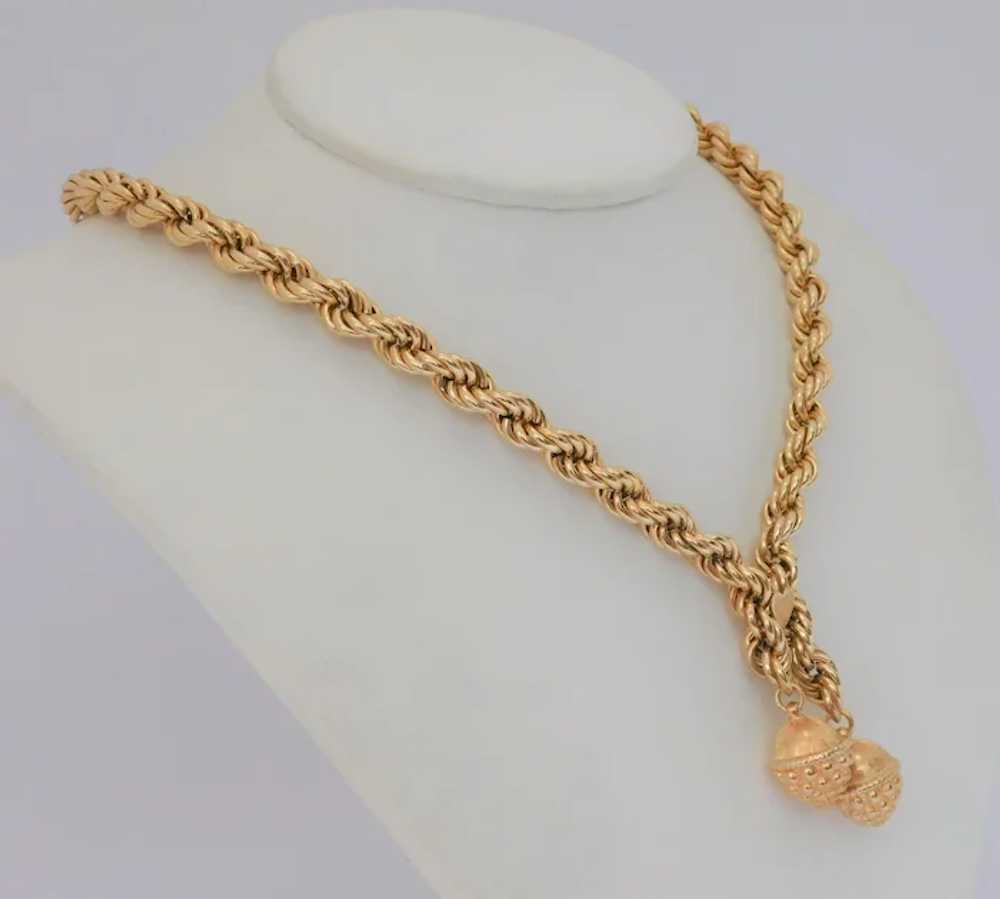 Vintage 14k Gold Acorn Tassel Chain Necklace - image 4